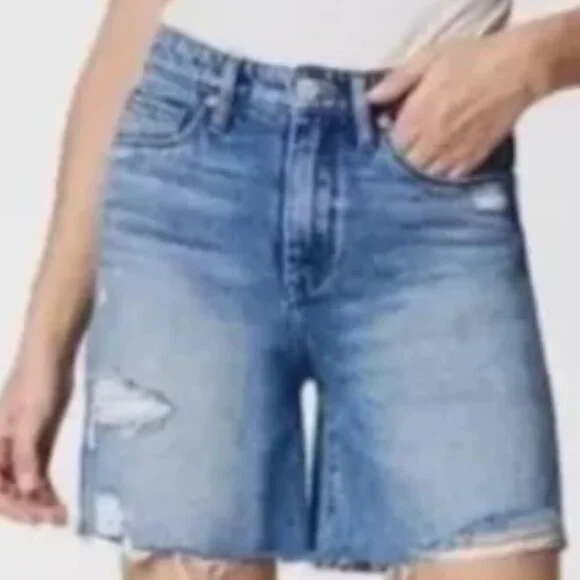 Blank NYC The Warren Distressed Raw Hem Medium Wash Shorts NWT Size 24/0 - Picture 7 of 7